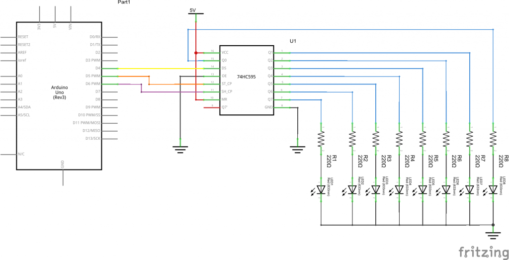 595 shift register schematic