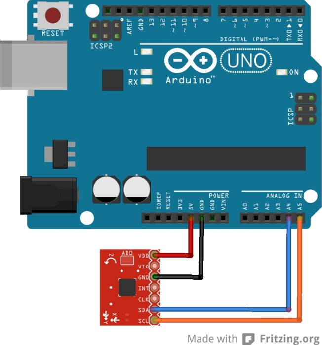 MMA7455 Accelerometer arduino