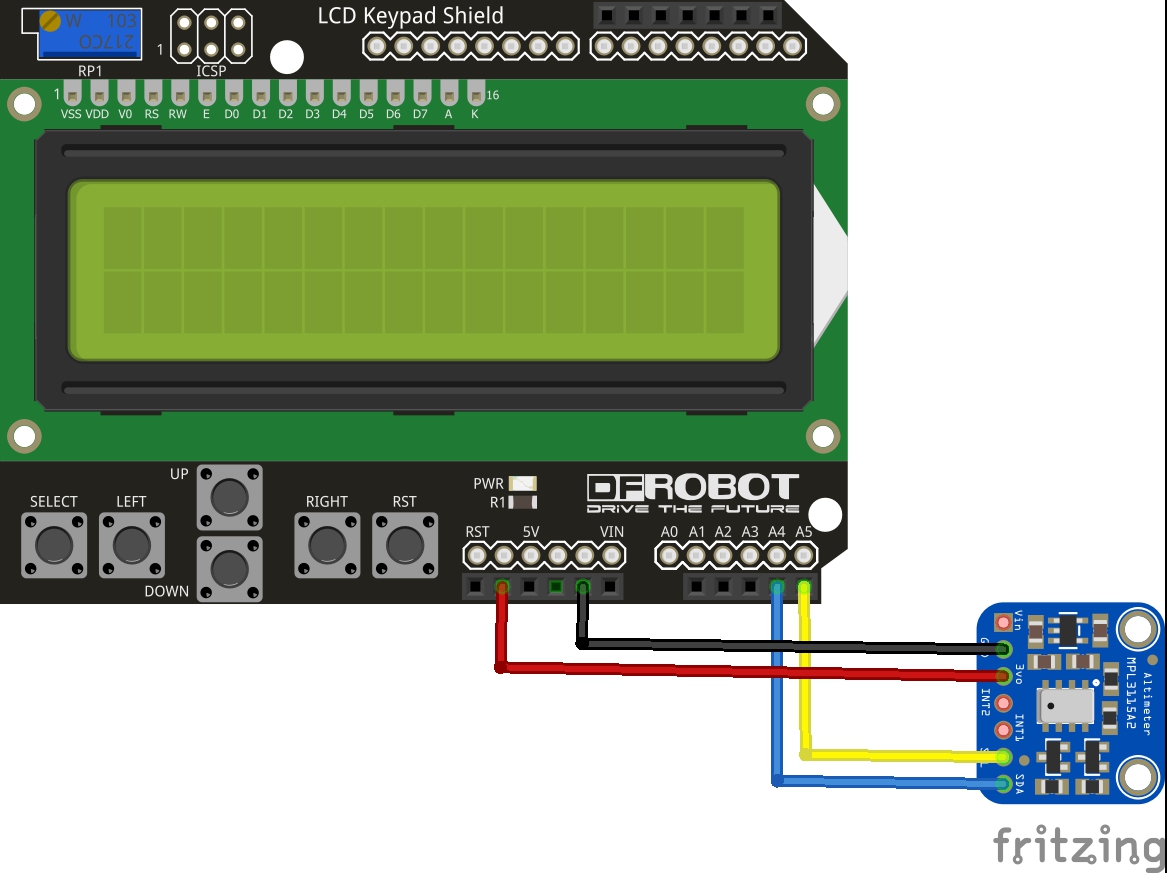 lcd shield and MPL3115A2 layout